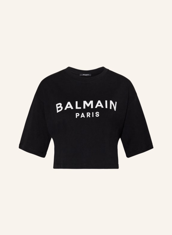 BALMAIN Cropped-Shirt SCHWARZ/ WEISS