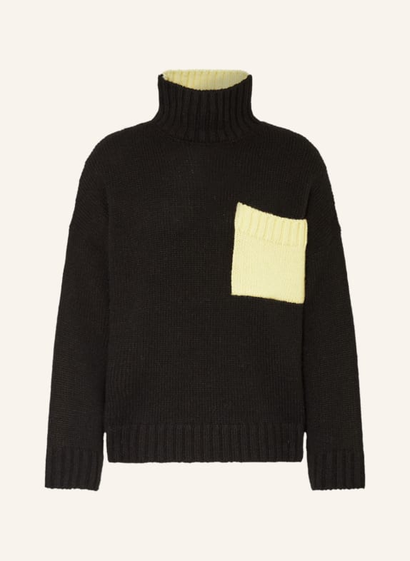 JW ANDERSON Sweater with alpaca BLACK/ LIGHT YELLOW