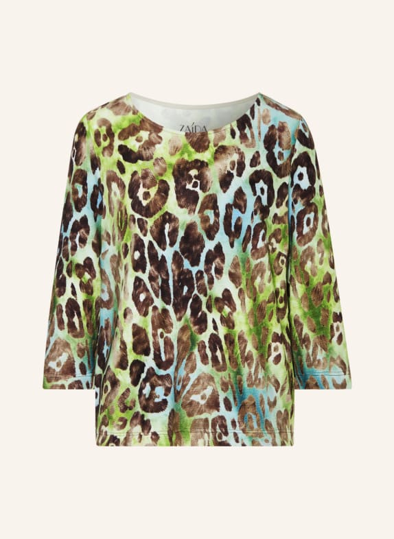 ZAÍDA Shirt mit 3/4-Arm BRAUN/ NEONGRÜN/ HELLBLAU