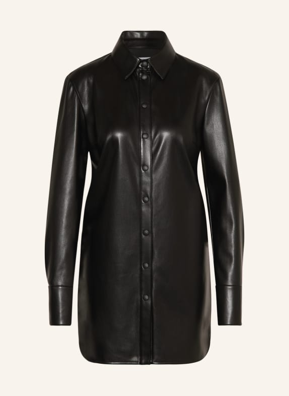 PATRIZIA PEPE Hemdbluse in Lederoptik SCHWARZ
