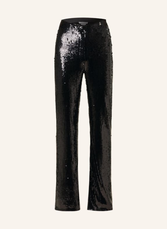 PATRIZIA PEPE Wide leg trousers with sequins BLACK