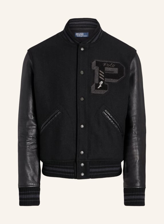POLO RALPH LAUREN College jacket in mixed materials BLACK