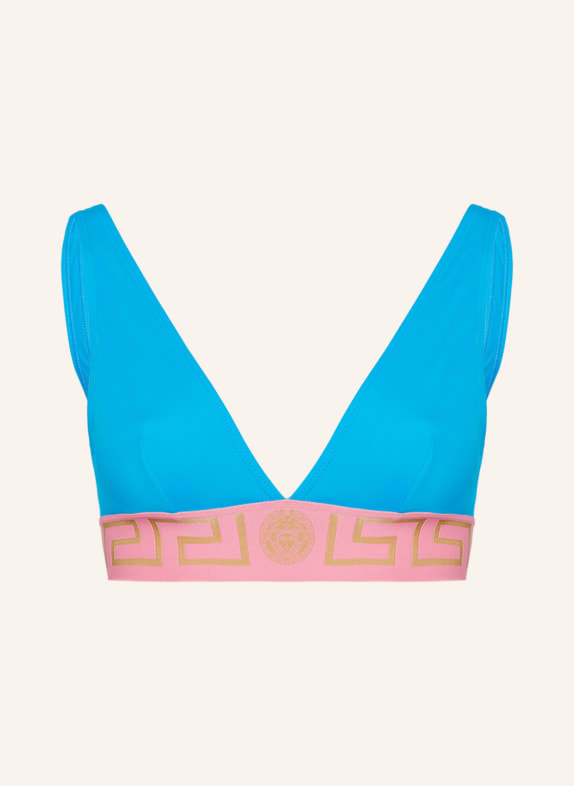 VERSACE Bralette bikini top NEON BLUE/ BEIGE/ PINK