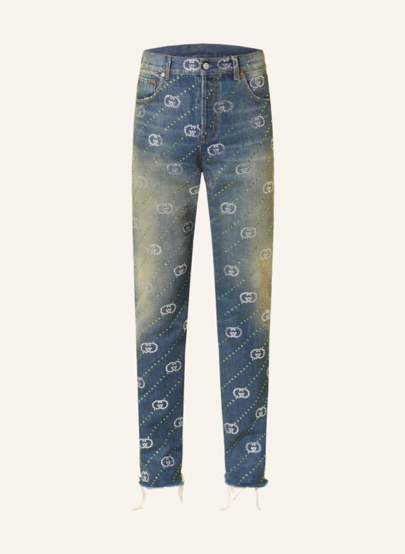 GUCCI Jeans Regular Fit mit Schmucksteinen 4447 BLUE