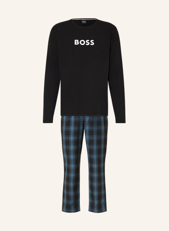 BOSS Pajamas EASY LONG BLACK/ BLUE