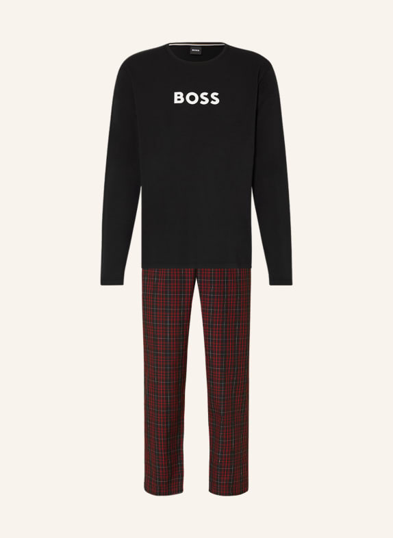BOSS Pajamas EASY LONG BLACK/ RED