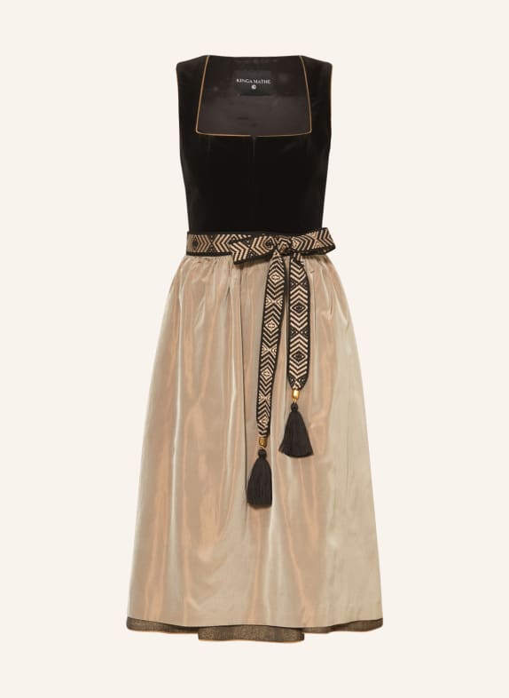 KINGA MATHE Dirndl MILANO mit Samt HELLBRAUN