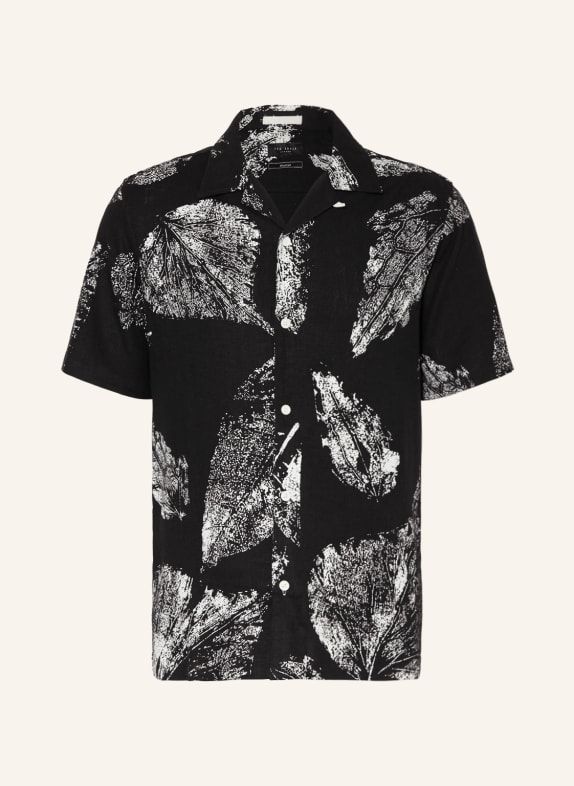 TED BAKER Resorthemd RIALTO Relaxed Fit mit Leinen SCHWARZ/ WEISS