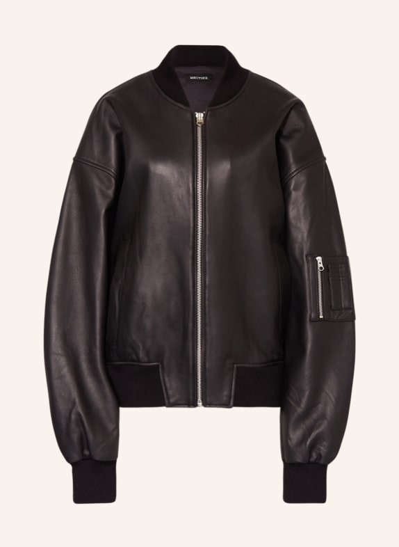 MEOTINE Leather bomber jacket BIANCA BLACK