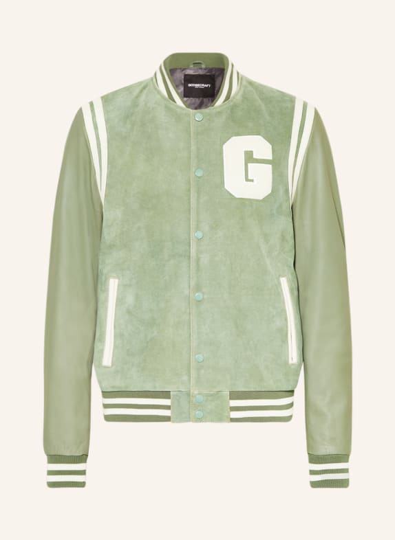 goosecraft Leather jacket MELROSE LIGHT GREEN/ CREAM