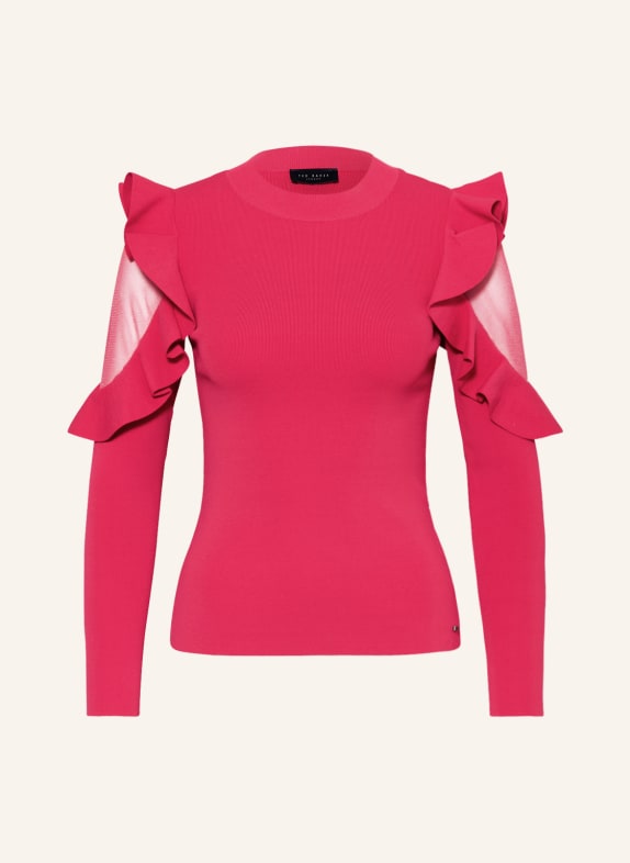 TED BAKER Sweater FLORAAS with ruffles PINK