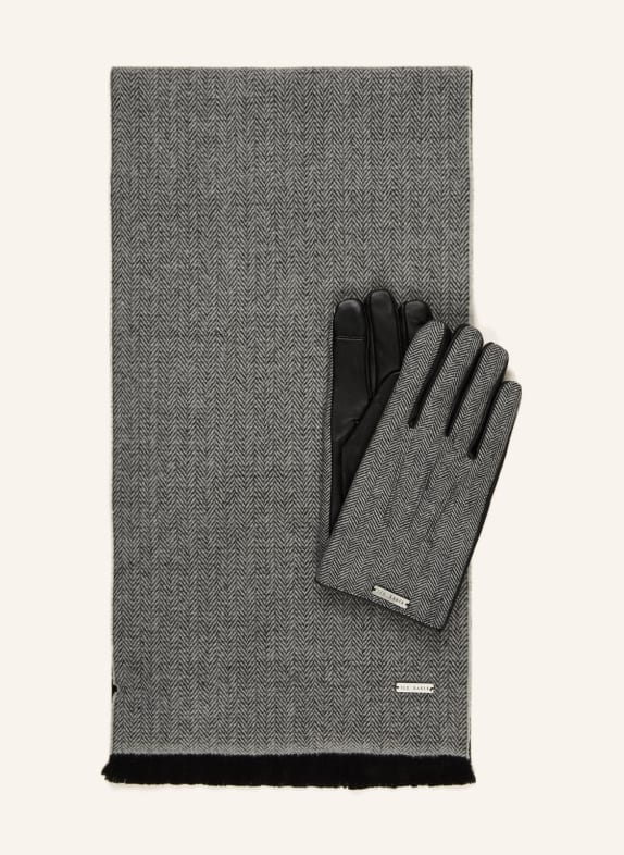 TED BAKER Set NOAHHH: Handschuhe und Schal mit Geschenkbox SCHWARZ/ WEISS