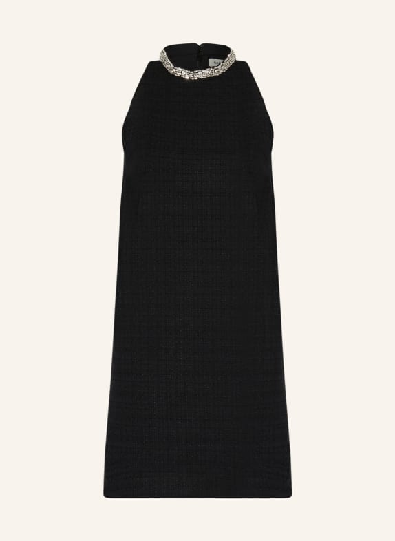 SANDRO Tweed-Kleid mit Schmucksteinen SCHWARZ