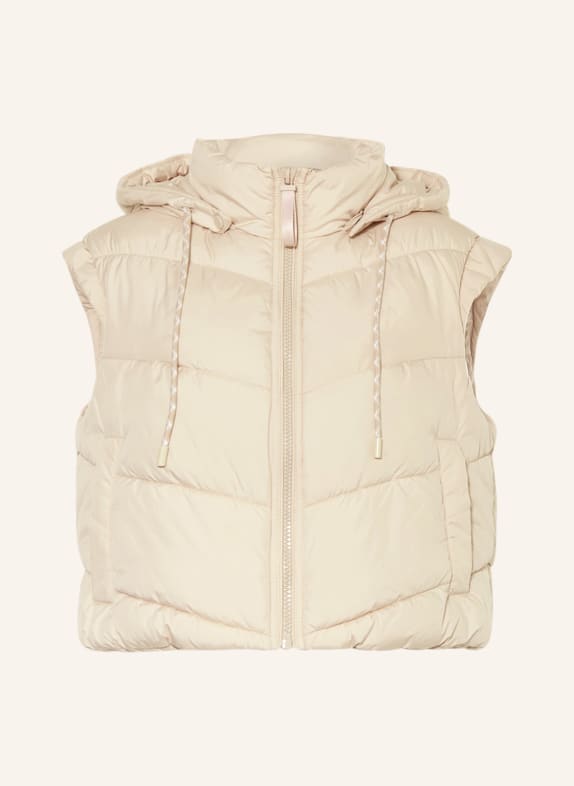 comma casual identity Quilted vest with removable hood CREAM