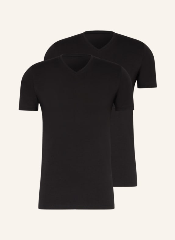 FALKE 2-pack V-neck shirts DAILY COMFORT BLACK