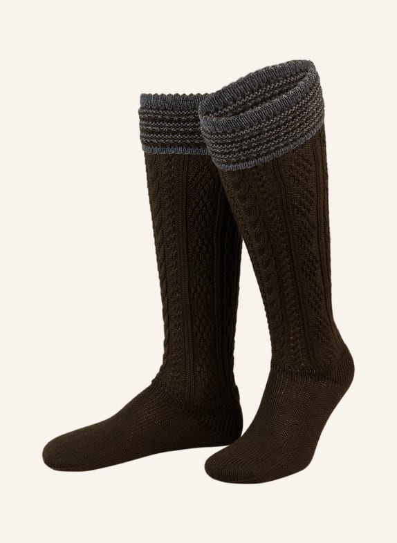 Gottseidank Trachten knee high stockings PARTNACH DARK GREEN/ DARK GRAY