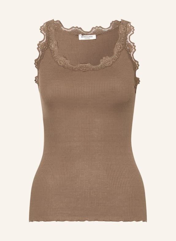 rosemunde Seidentop BABETTE mit Spitze TAUPE