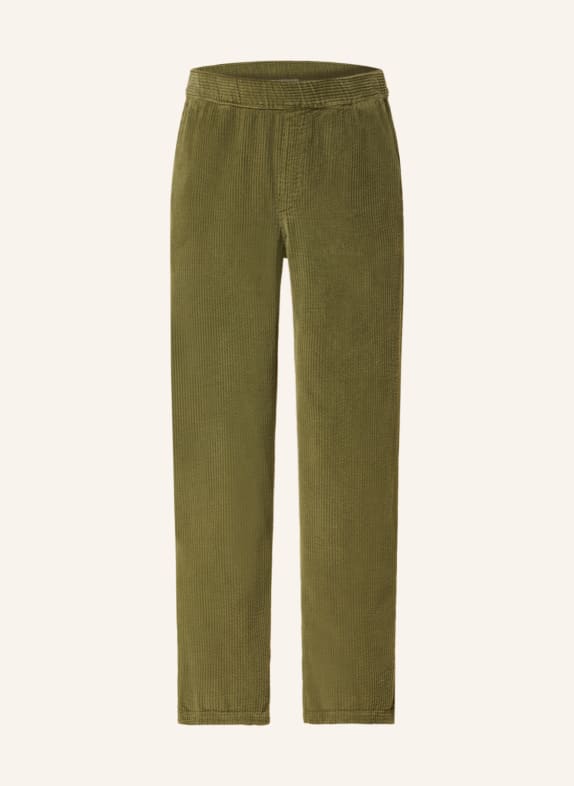 American Vintage Spodnie sztruksowe w dresowym stylu OLIWKOWY