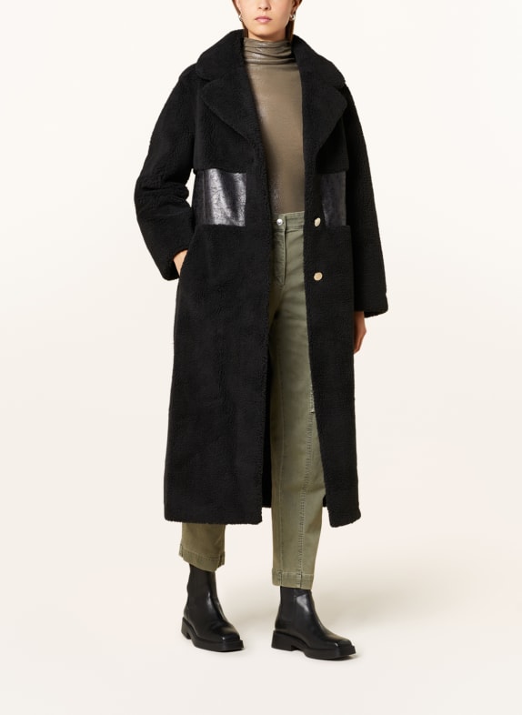 LIU JO Coat in leather look with teddy