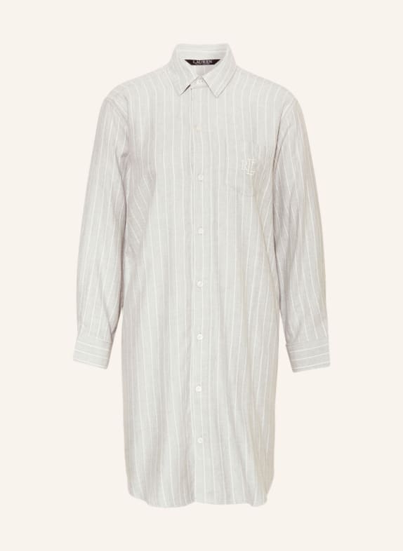 LAUREN RALPH LAUREN Nachthemd aus Flanell HELLGRAU/ WEISS