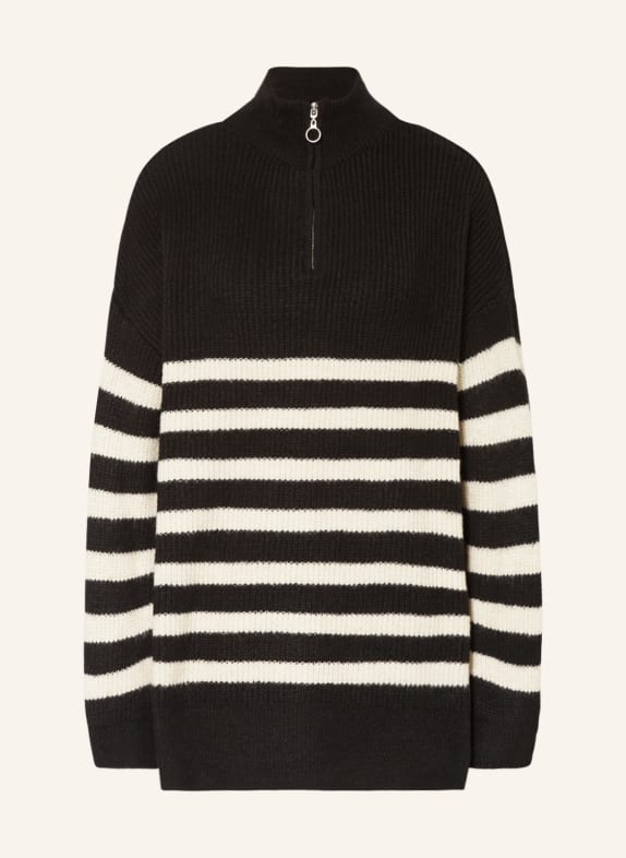 ONLY Half-zip sweater BLACK/ WHITE