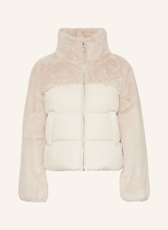 ONLY Quilted jacket in mixed materials with faux fur CREAM