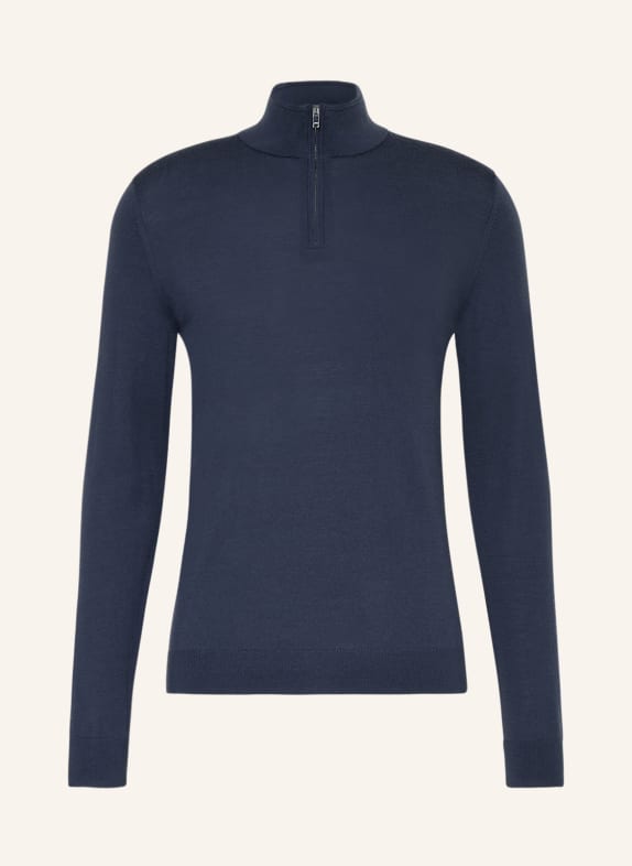 REISS Half-zip sweater BLACKHALL in merino wool DARK BLUE