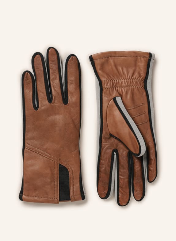KESSLER Leather gloves GIL TOUCH with touchscreen function BROWN