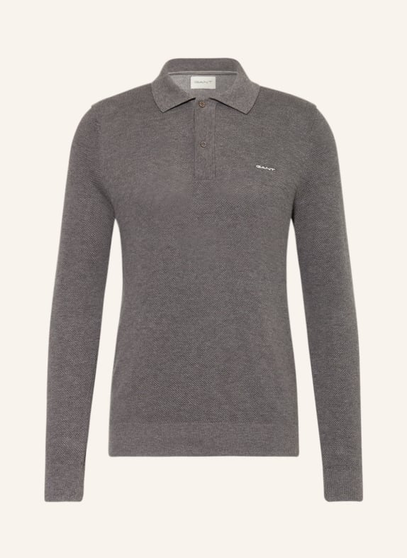 GANT Knitted polo shirt GRAY