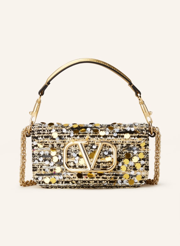 VALENTINO GARAVANI Clutch mit Glitzergarn und Pailletten SCHWARZ/ GOLD/ WEISS
