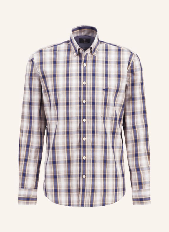 FYNCH-HATTON Shirt comfort fit BLUE/ LIGHT BROWN/ COGNAC