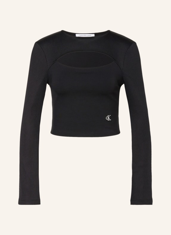 Calvin Klein Jeans Cropped long sleeve shirt with cut-out BLACK