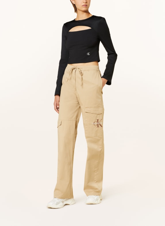 Calvin Klein Jeans Krótka koszulka z długim rękawem z wycięciem