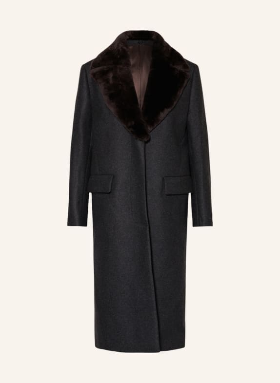 TOTEME Wool coat with faux fur DARK GRAY