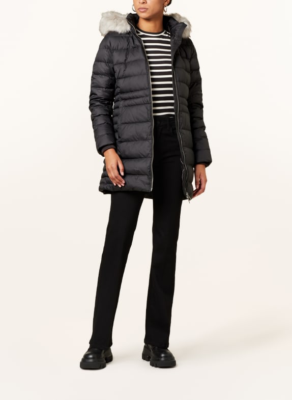 TOMMY HILFIGER Down coat TYRA with faux fur and detachable hood BLACK