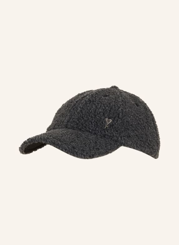 AMI PARIS Cap mit Teddyfell DUNKELGRAU