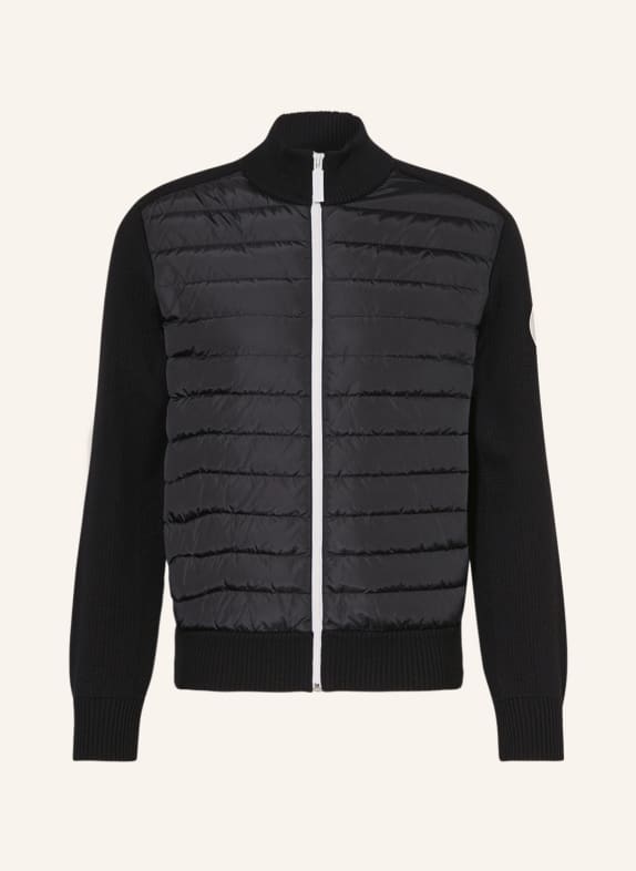 CANADA GOOSE Strickjacke HYBRIDGE im Materialmix SCHWARZ/ WEISS