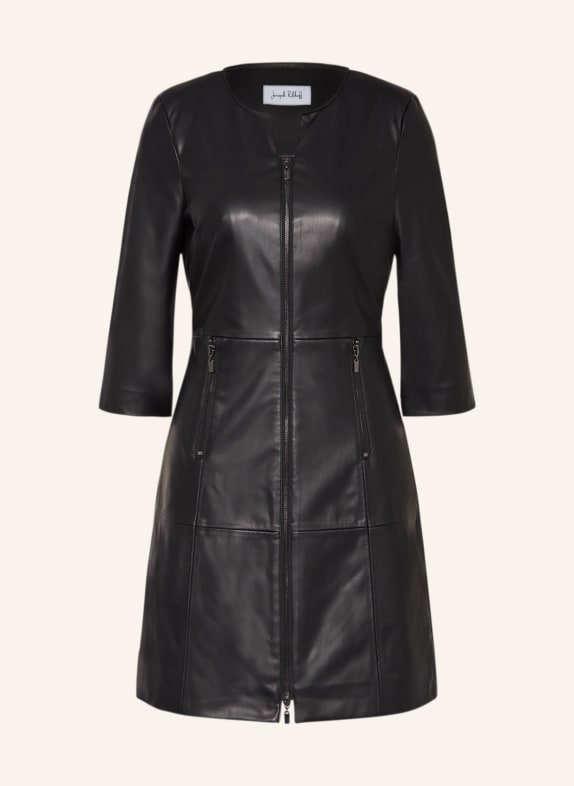 Joseph Ribkoff Leather look dress with 3/4 sleeves BLACK