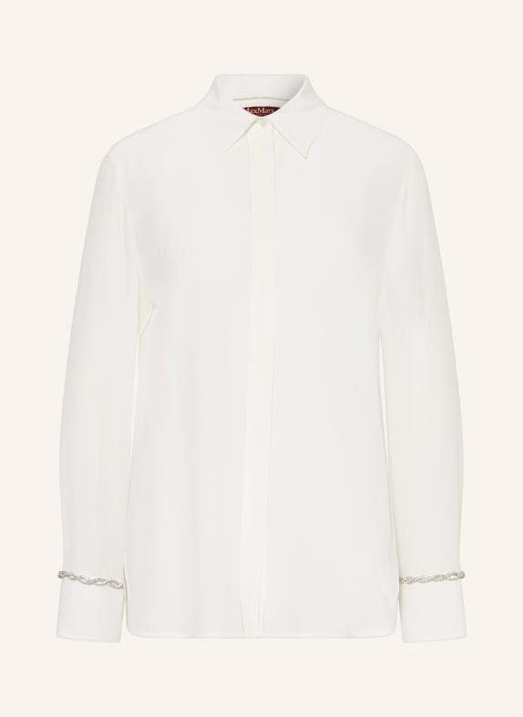 MaxMara STUDIO Shirt blouse CELEBRE made of silk with decorative gems WHITE