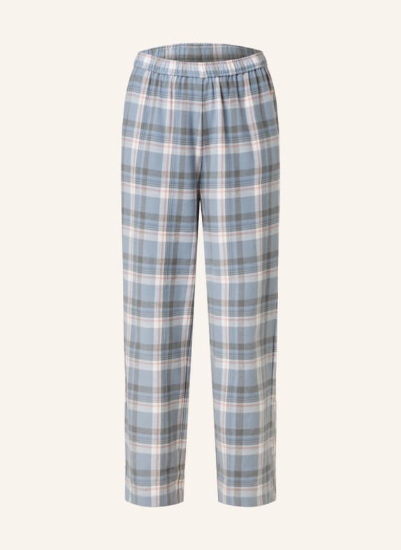 darling harbour Pajama pants in flannel LIGHT BLUE/ ROSE/ WHITE