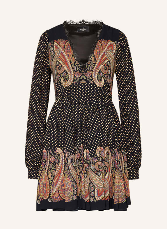 ETRO Dress with lace BLACK/ GREEN/ YELLOW
