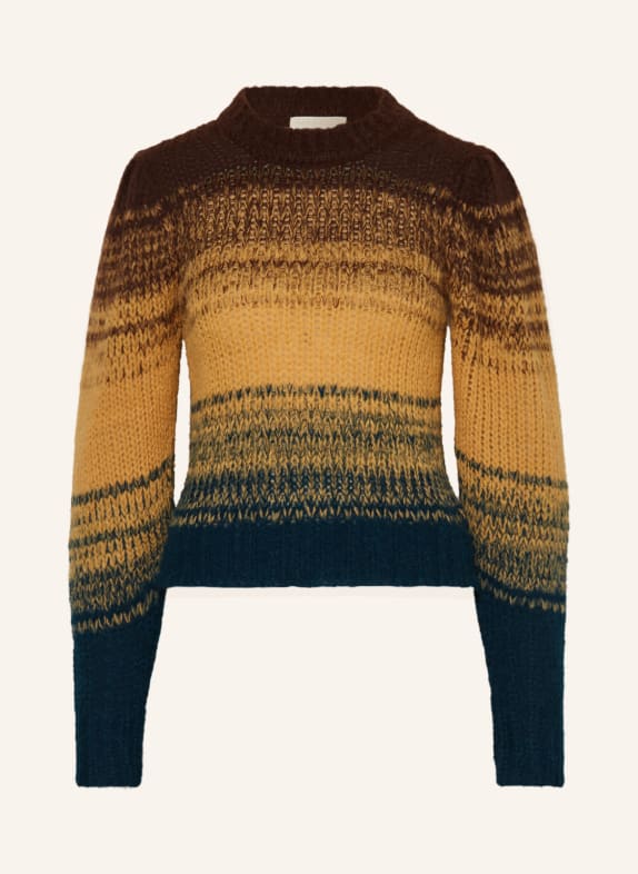 ULLA JOHNSON Alpaca sweater ROSALIA BROWN/ DARK GREEN/ LIGHT ORANGE