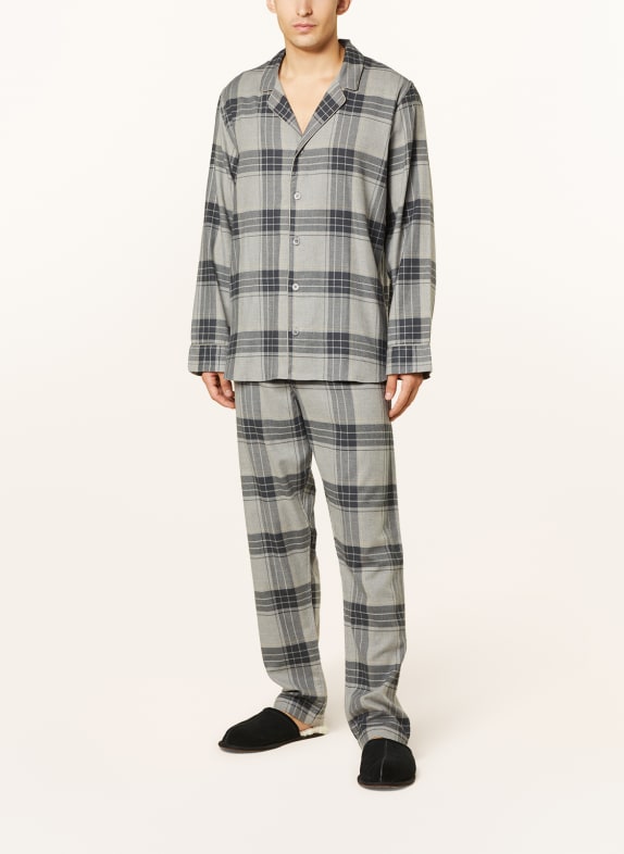 zimmerli Pyjama COZY FLANNEL en flanelle GRIS FONCÉ / GRIS / GRIS CLAIR