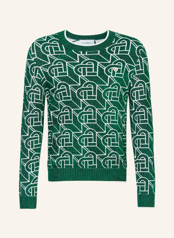 Casablanca Sweater with glitter thread DARK GREEN/ WHITE
