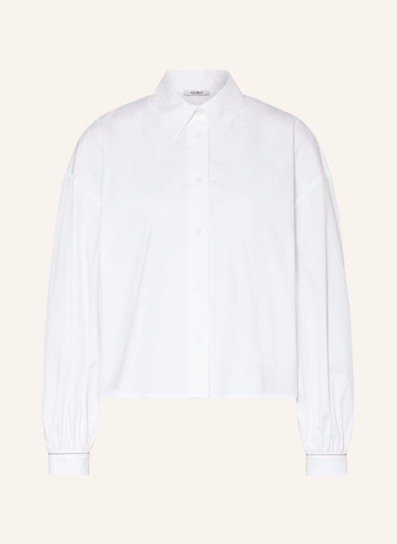 PESERICO Cropped shirt blouse with decorative beads WHITE