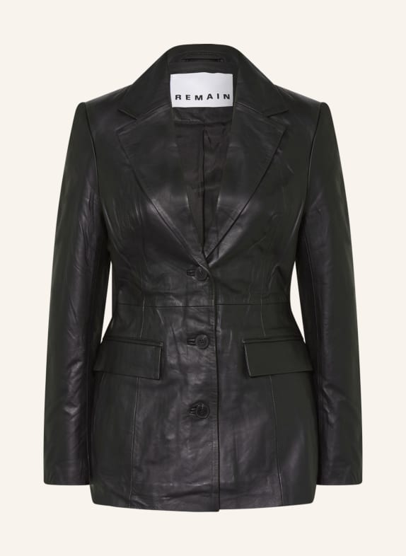 REMAIN Leather blazer BLACK