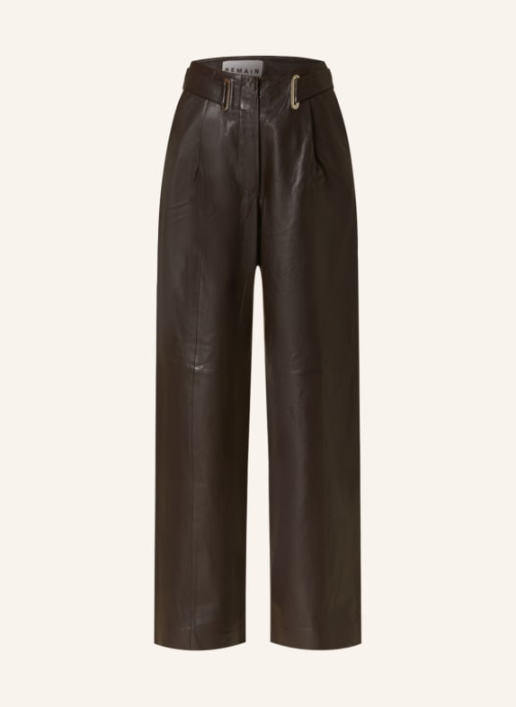 REMAIN Leather trousers DARK BROWN
