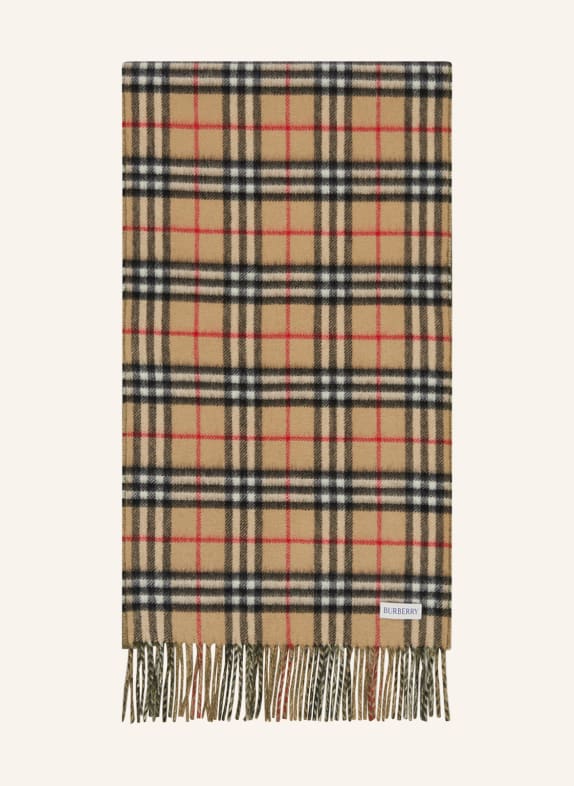 BURBERRY Cashmere scarf BEIGE/ BLACK/ RED