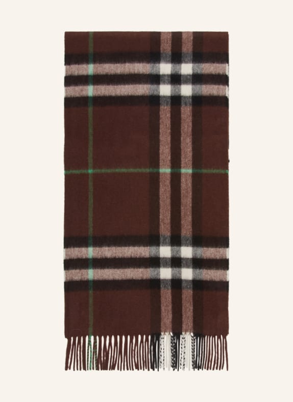 BURBERRY Cashmere scarf DARK BROWN/ CREAM/ GREEN