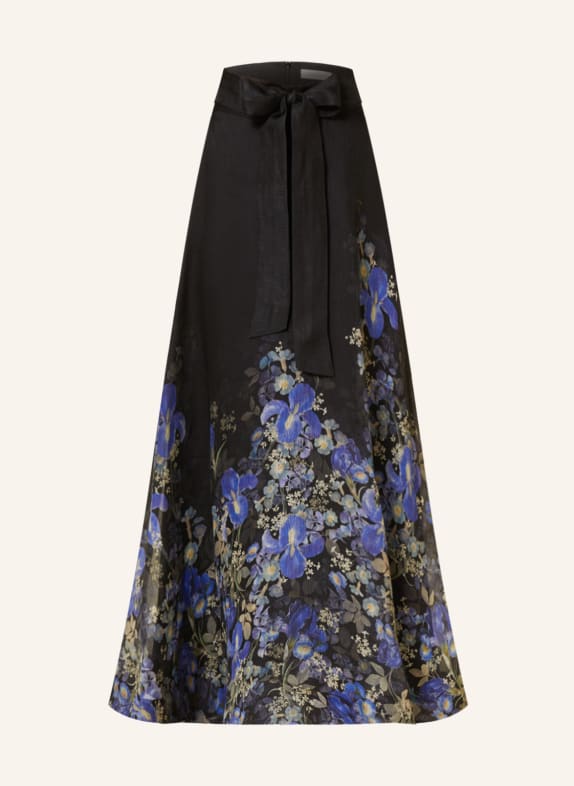ZIMMERMANN Skirt LYRICAL with linen and silk BLACK/ BLUE